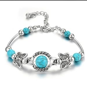 Charm Vintage Silver Natural Turquoise Bracelet